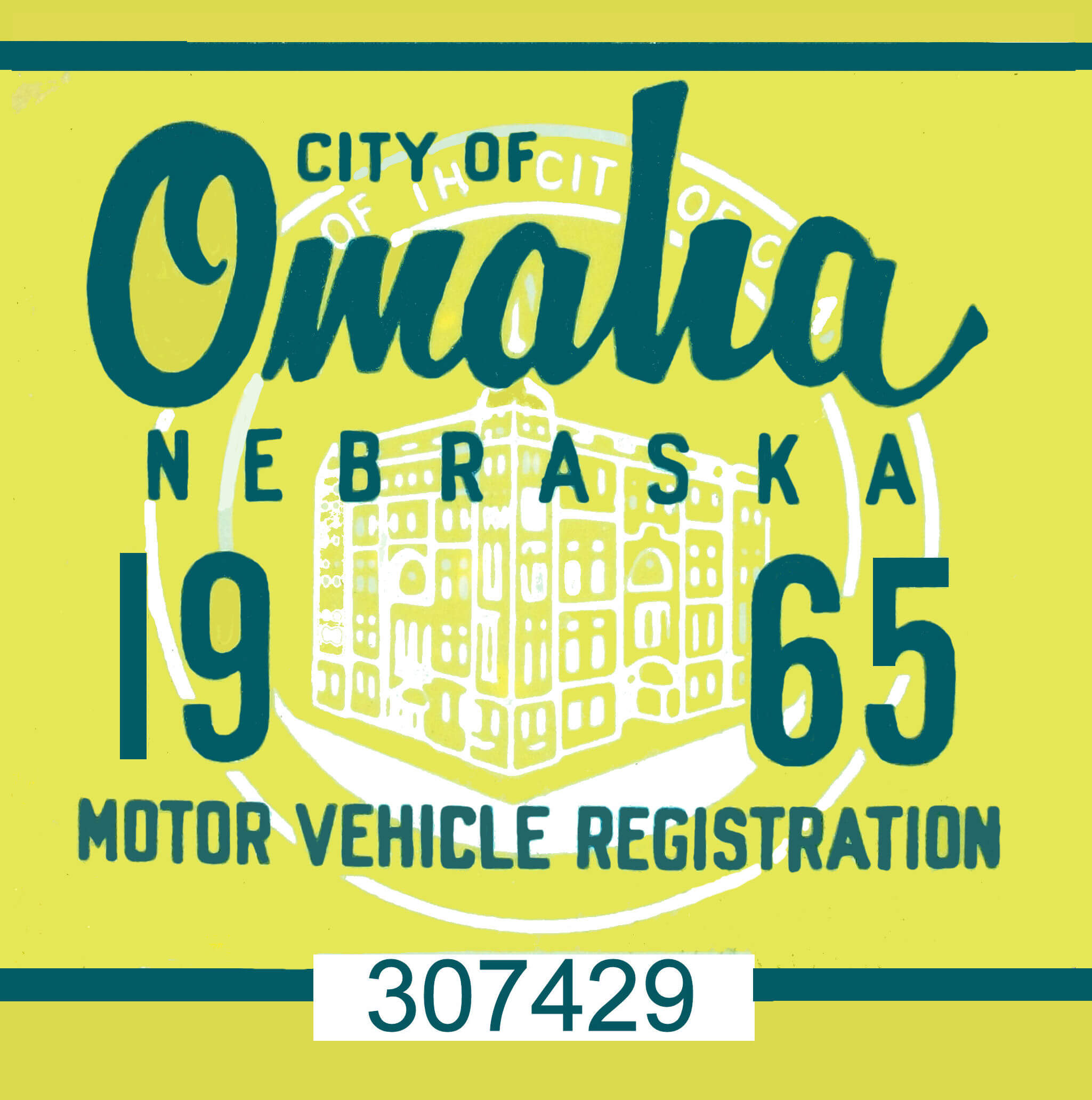 (image for) 1965 Nebraska Omaha Registration Sticker